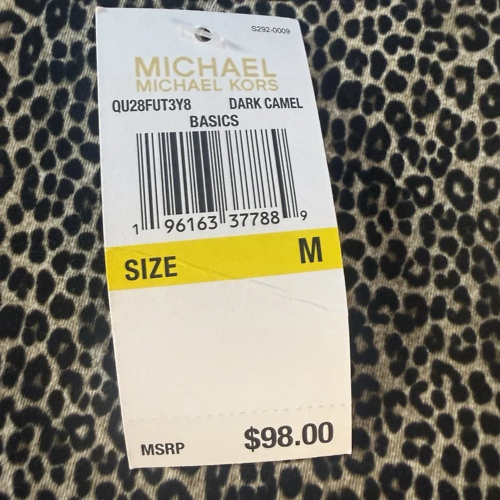 Michael Kors Leopard Print Cold Shoulder Cutout Knit Shift Dress M QU28FUT3Y8